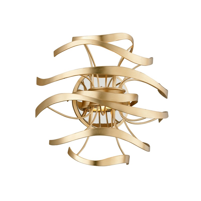 Corbett Lighting 216-12-GL/SS Calligraphy LED Wall Sconce Gold Leaf W Polished Stainless (Discontinued)