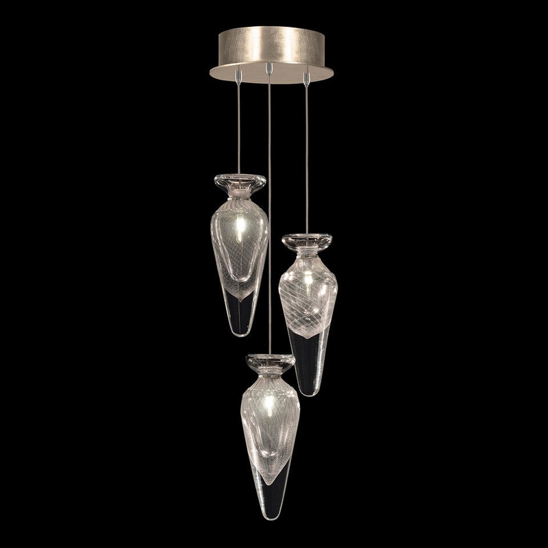 Essence 8.5″W Round Pendant Gold/Clear Tear
