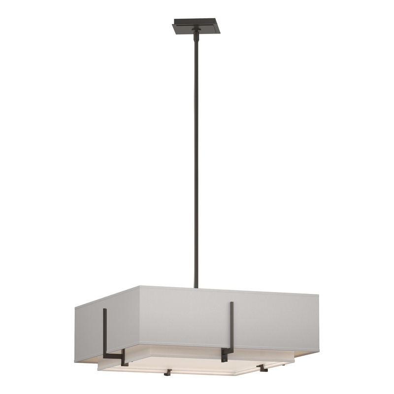 Exos Square Double Shade Pendant Dark Smoke Natural Anna Inner Shade & Flax Outer Shade