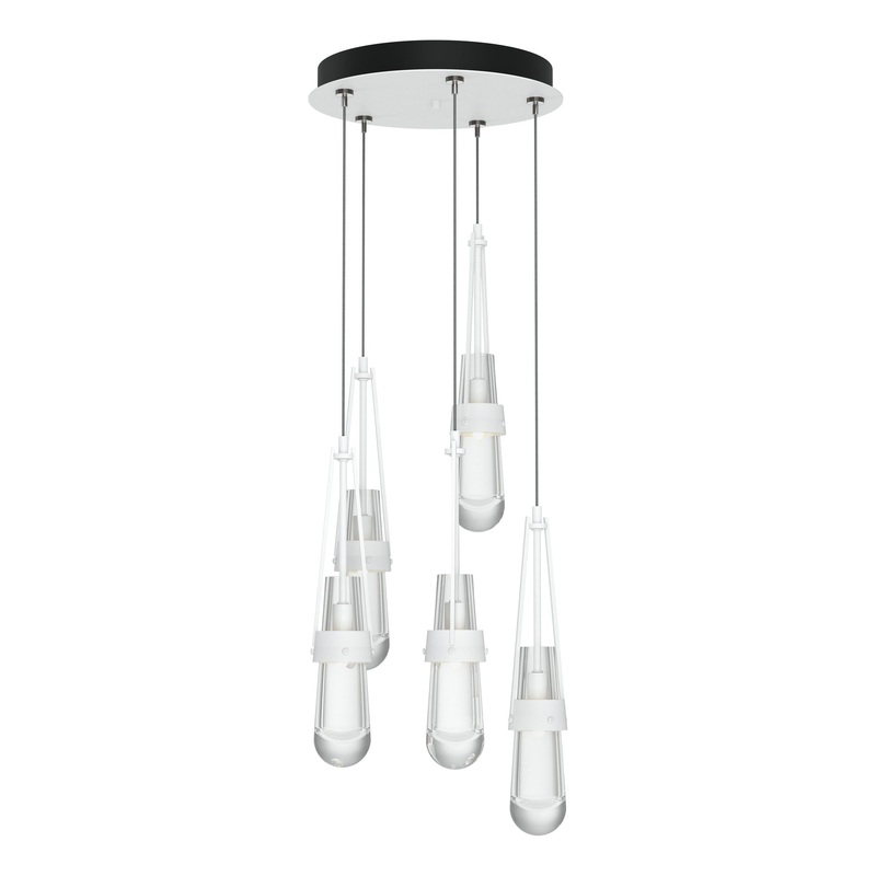 Link 5-Light Clear Glass Pendant White