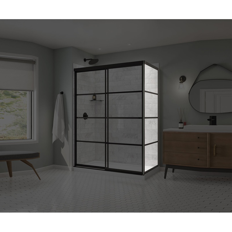 MAAX 136560-972-340-000 Incognito 76 Return Panel for 32 in. Base with Shaker glass in Matte Black
