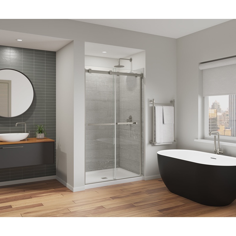 MAAX 136956-810-305-000 Duel Alto 44-47 X 78 in. 8mm Bypass Shower Door for Alcove Installation with GlassShield glass in Brushed Nickel