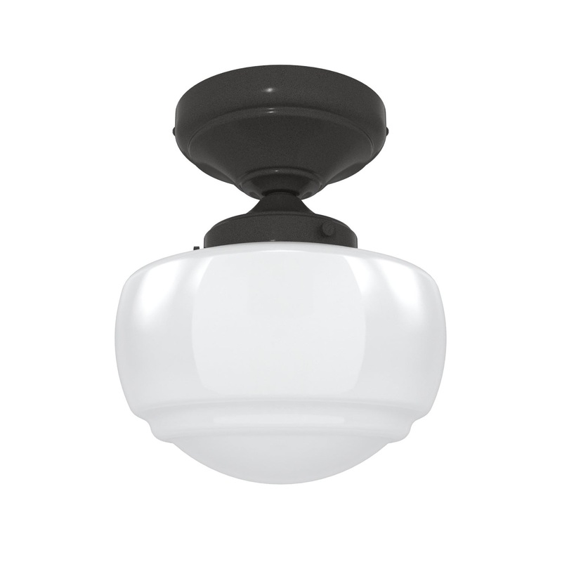One Light Semi Flush Mount from the Saddle Creek Collection in Noble Bronze Finish by Hunter