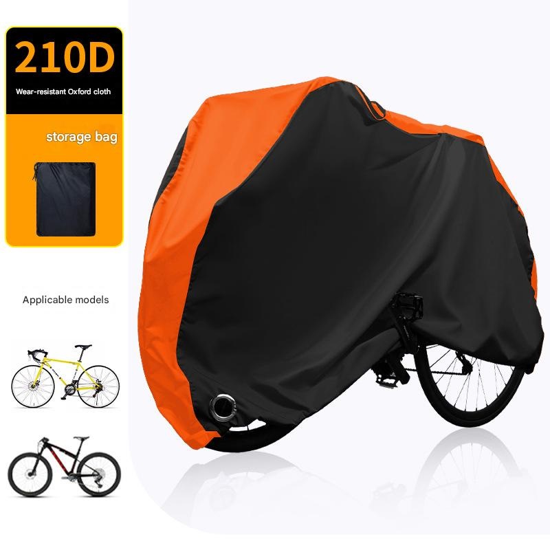 Size M Black And Orange All-Weather 210D Bicycle Cover – Waterproof & UV-Proof Outdoor Bike Protector with Lock Hole & Storage Bag