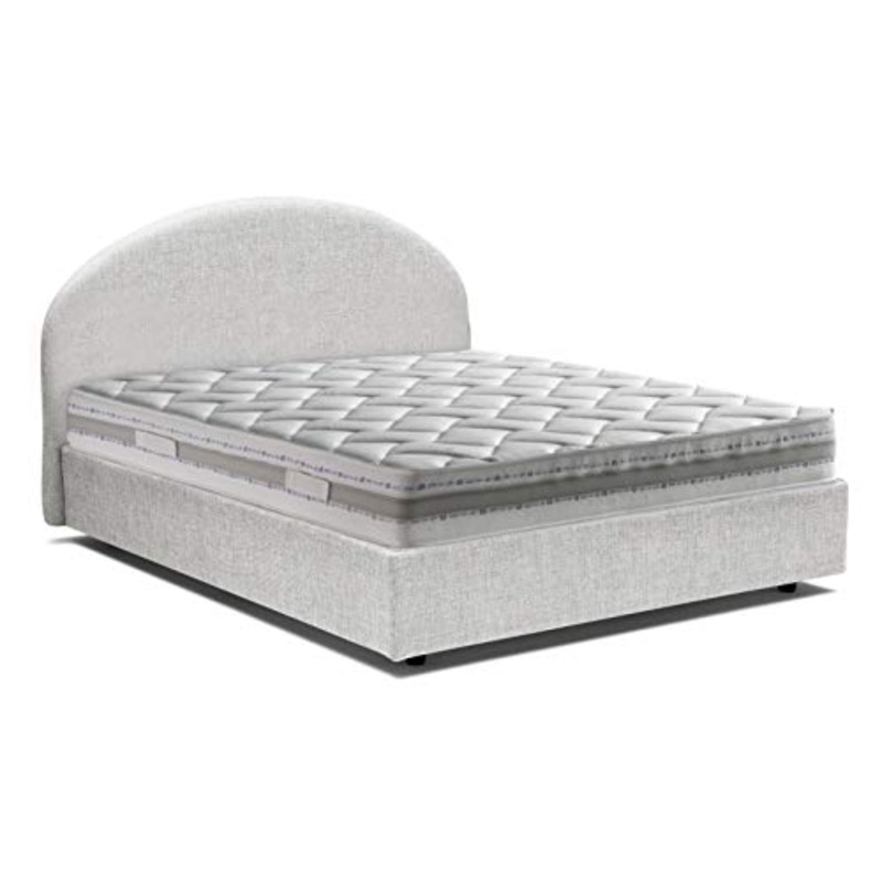 Talamo Italia Letto contenitore Una piazza e mezza Luna, Made in Italy, Letto con rivestimento in tessuto, Apertura frontale, con materasso cm 120×190 incluso, Bianco