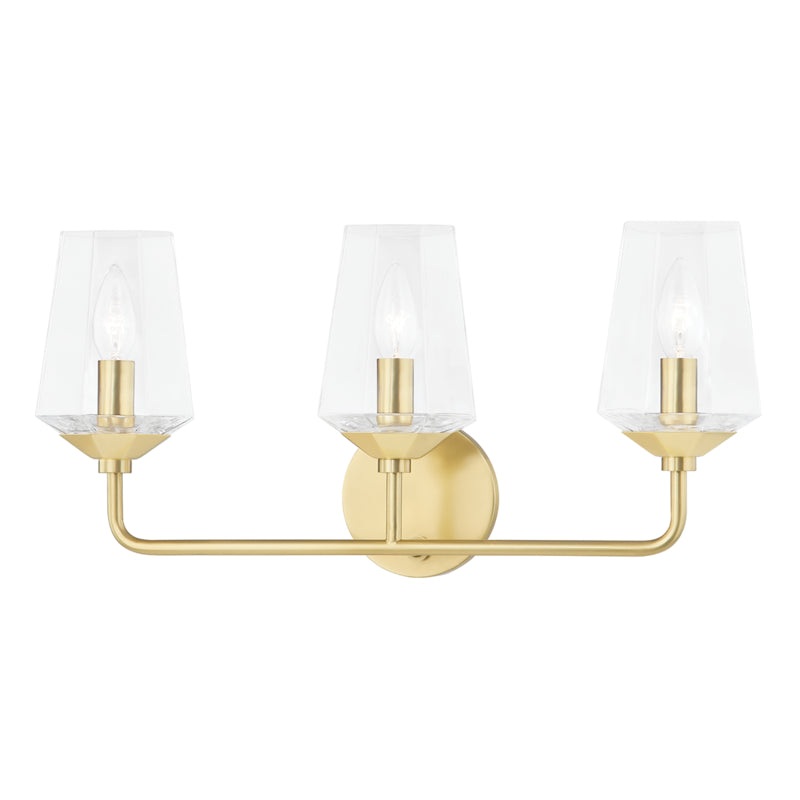 Three Light Bath Bracket from the Kayla Collection in Aged Brass Finish by Mitzi