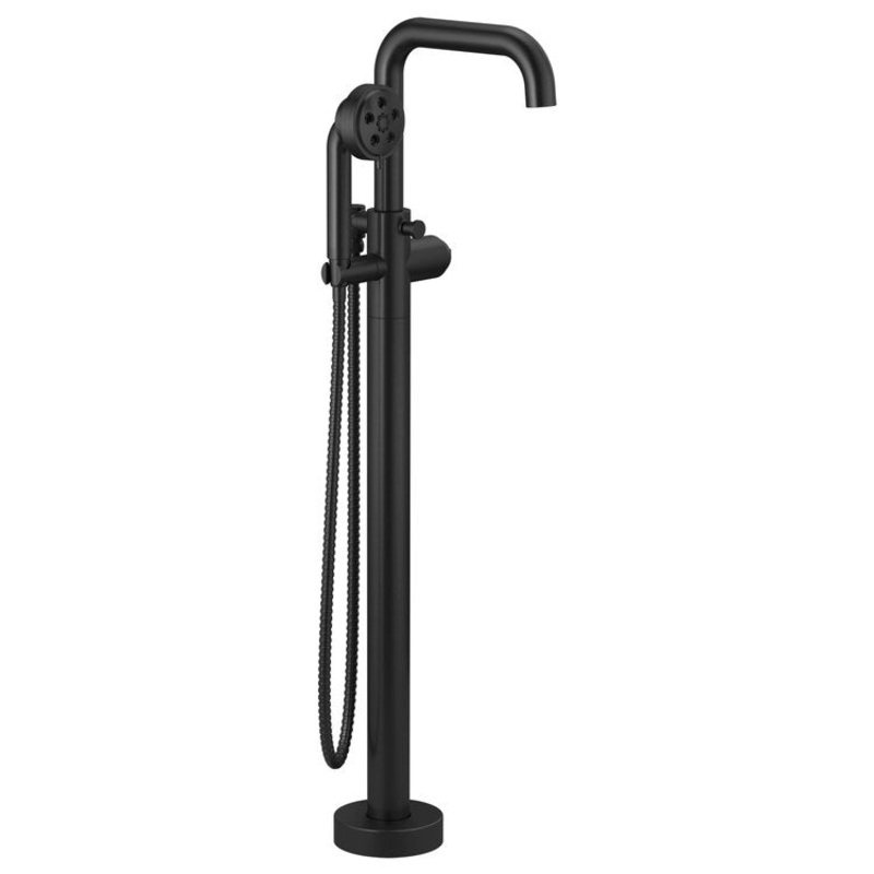 Tub Filler Trim Litze Freestanding with Handshower Less Handle Matte Black WaterSense ADA Floor Mount 15.0 Gallons per Minute