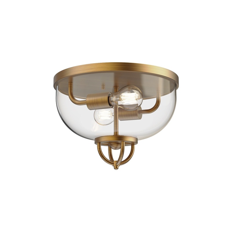 Two Light Flush Mount from the Lancaster Collection in Aged Gold|Chrome|Matte Black Finish by Alora
