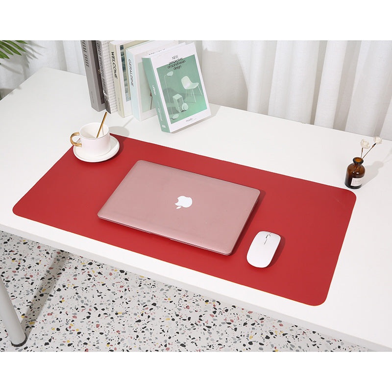 Wine red/yellow Extra-Large Leather Table Mat for Study & Work – Pad for Students & Office Use (100x50cm)