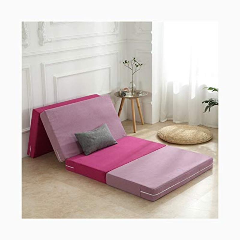 YANGLY 10 Centimetri di Spessore Multifunzionale Materasso Pieghevole Fold 4 Materasso for Pausa Pranzo Mats, Mats Gioco, Tatami, Letti A Castello (Color : Striped Powder, Size : 71x79inch)