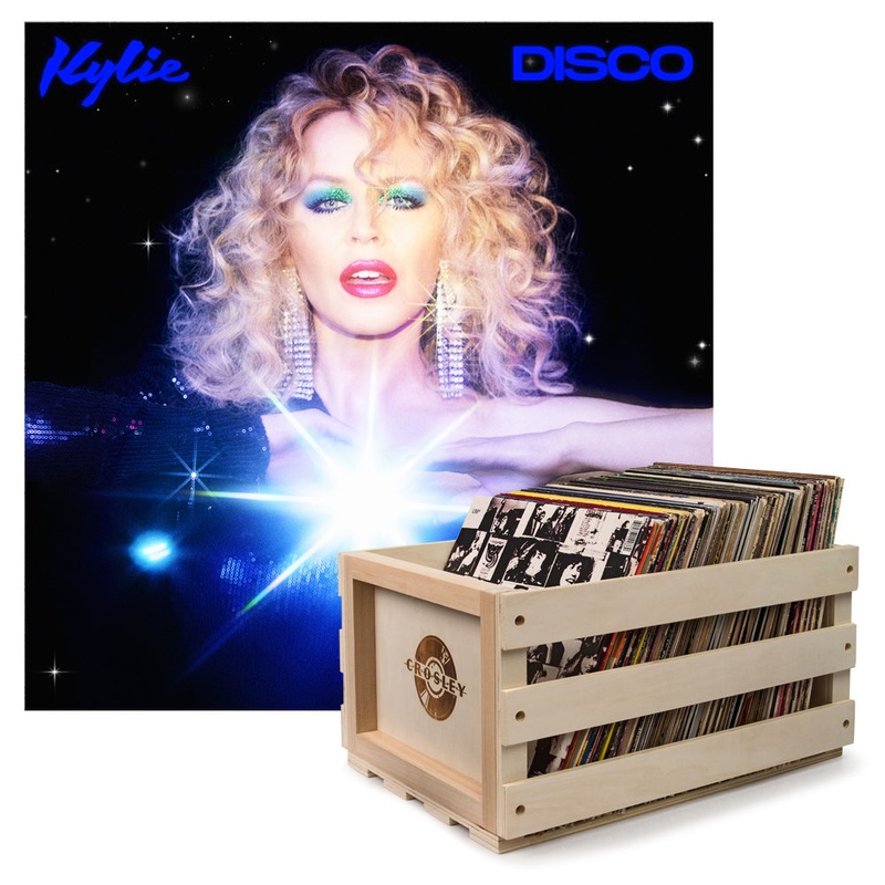 Crosley Record Storage Crate & Kylie Disco – Black Vinyl Album Bundle