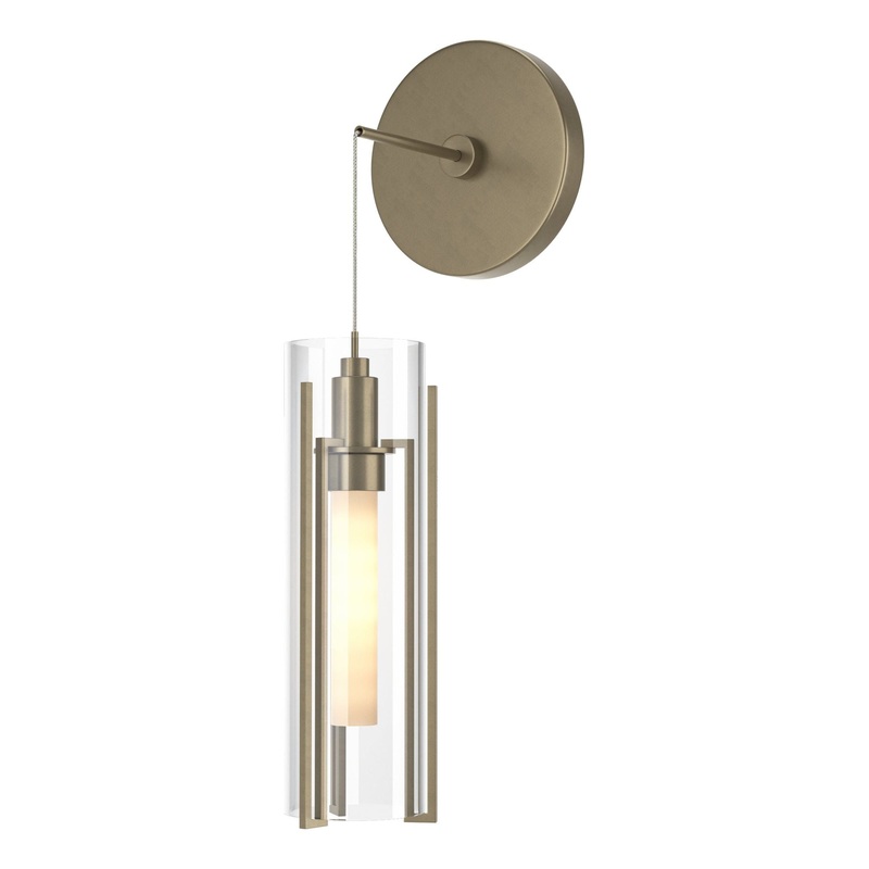 Exos Glass Mini Low Voltage Sconce Soft Gold Clear Glass (ZM)