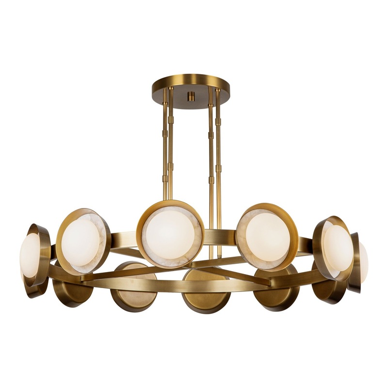 LED Chandelier from the Alonso Collection in Vintage Brass Finish by Alora