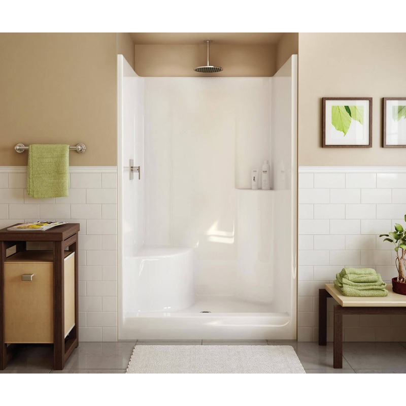 MAAX 102677-000-002-002 Evergreen 48 x 37 AcrylX Alcove Center Drain One-Piece Shower in White