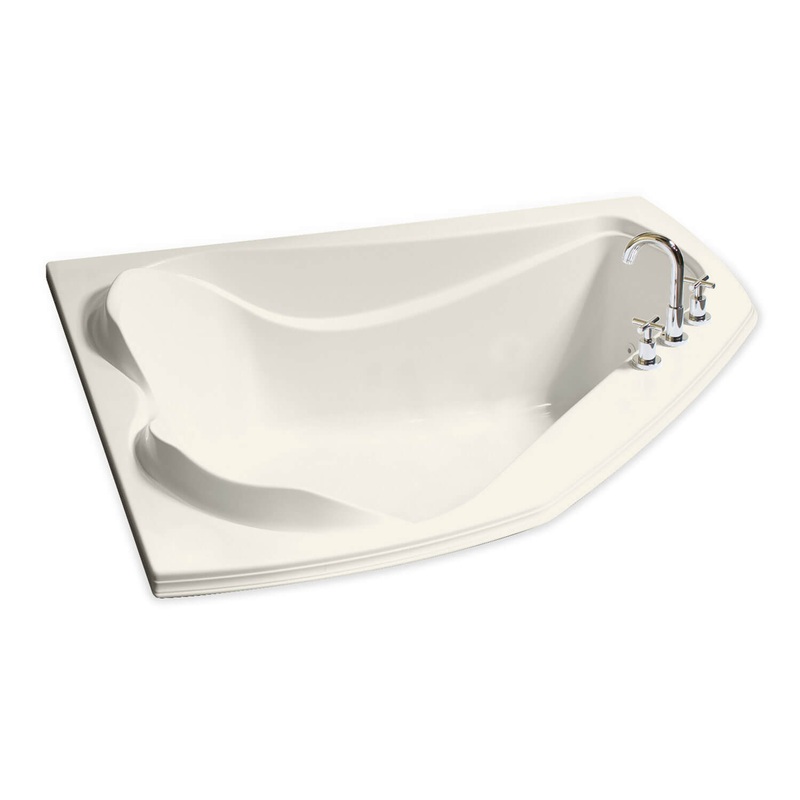 MAAX 102724-107-007 Cocoon 6054 Acrylic Corner Center Drain Hydrosens Bathtub in Biscuit