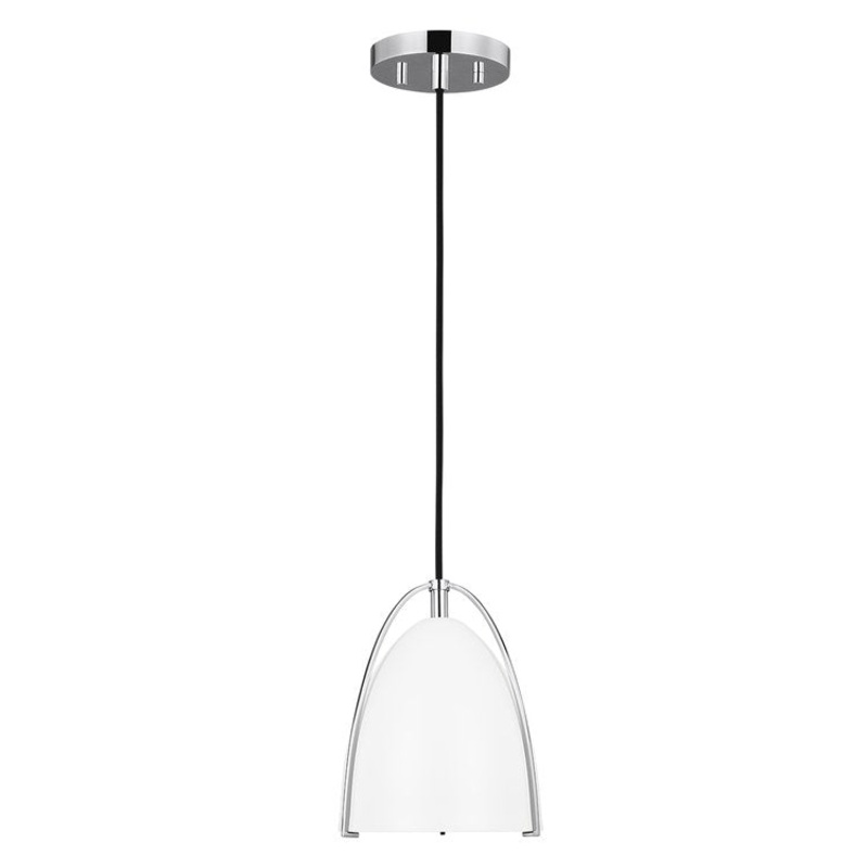 Mini Pendant Norman 1 Lamp Chrome Matte White Steel/Glass Medium A19