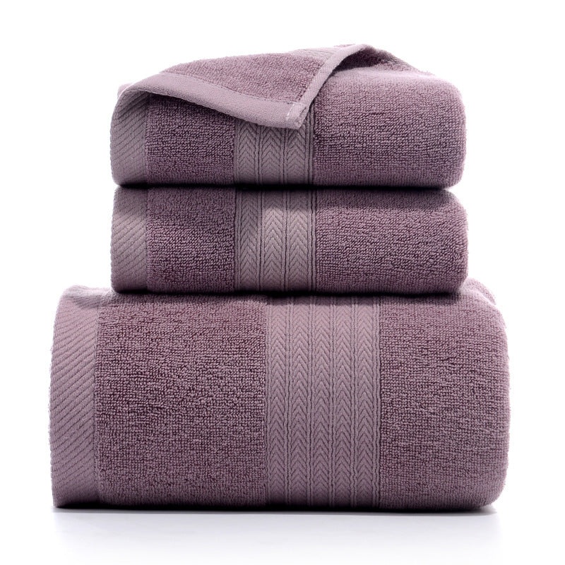 Premium Long-Staple Cotton Towel Set – 2 Hand Towels & 1 Bath Towel Gift Bundle(purple)