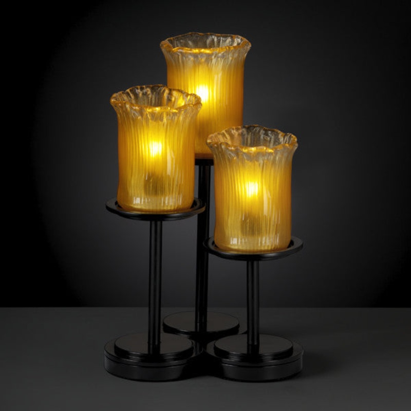 Three Light Table Lamp from the Veneto Luce Collection in Matte Black Finish by Justice Designs