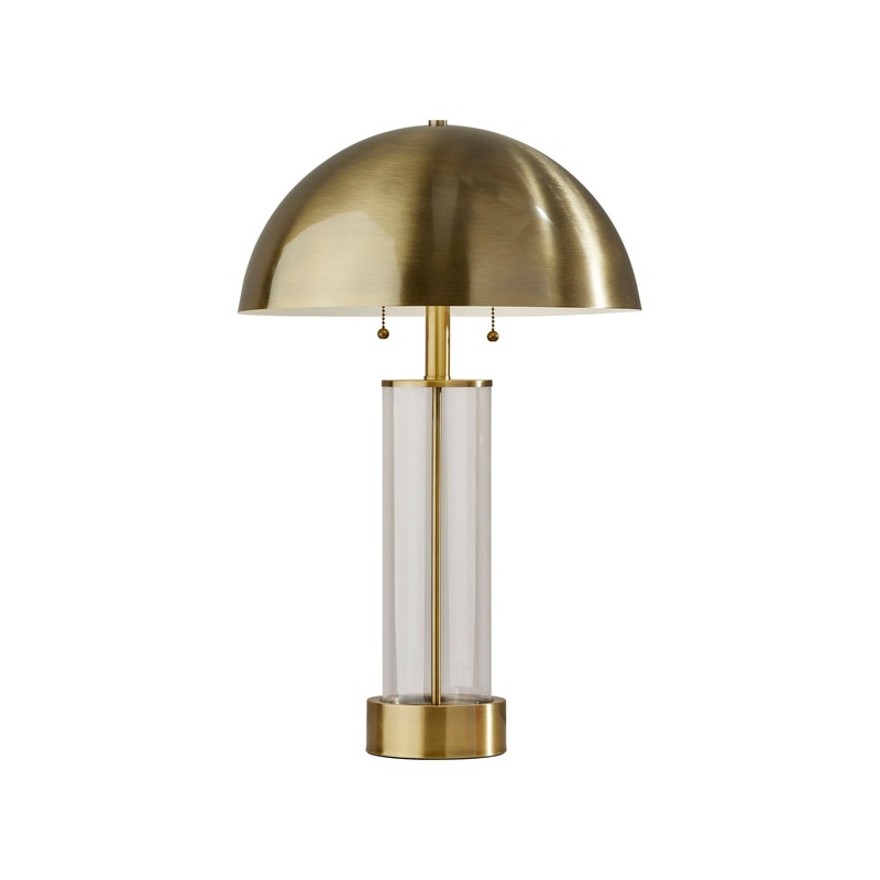 Troy Table Lamp Antique Brass & Clear Glass