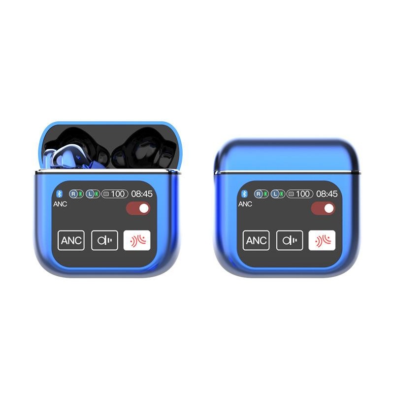 TWS Bluetooth Earbuds with 1.9 HD Touch Screen Case – ANC/ENC Noise Reduction(Blue)”