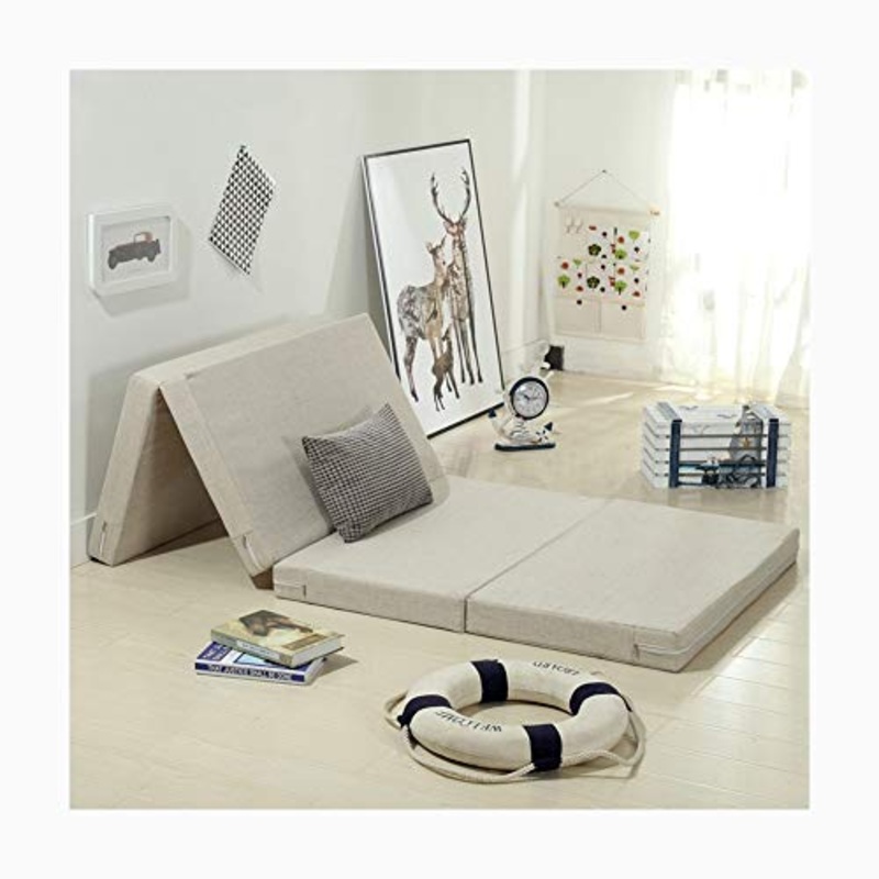 YANGLY 10 Centimetri di Spessore Multifunzionale Materasso Pieghevole Fold 4 Materasso for Pausa Pranzo Mats, Mats Gioco, Tatami, Letti A Castello (Color : Beige, Size : 35x75inch)
