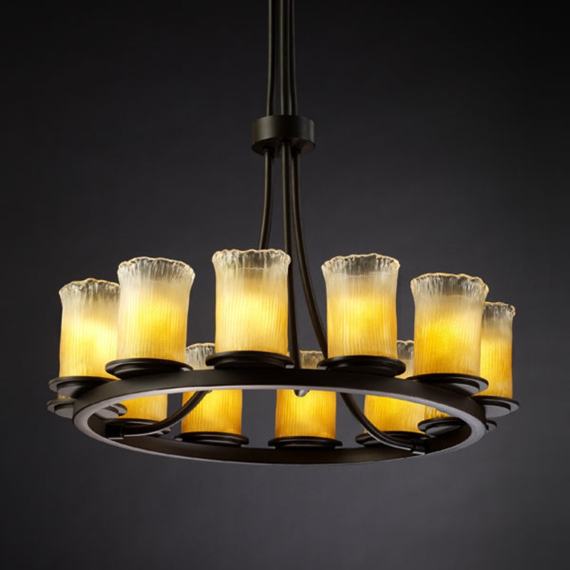 12 Light Chandelier from the Veneto Luce Collection in Dark Bronze Finish by Justice Designs