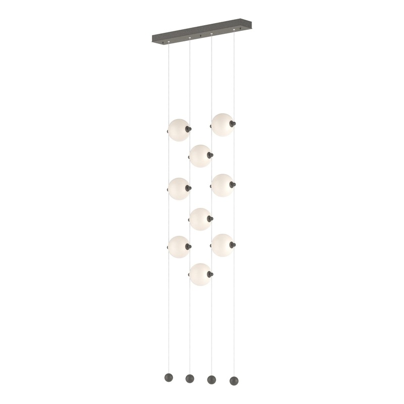 Abacus 9-Light Ceiling-to-Floor LED Pendant Natural Iron Opal Glass (GG)