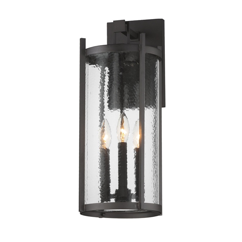 Belfry 3-Light Wall Sconce Black / Hammer Glass