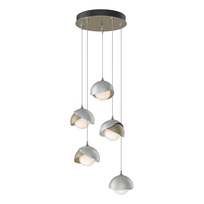 Brooklyn 5-Light Double Shade Pendant Soft Gold Vintage Platinum