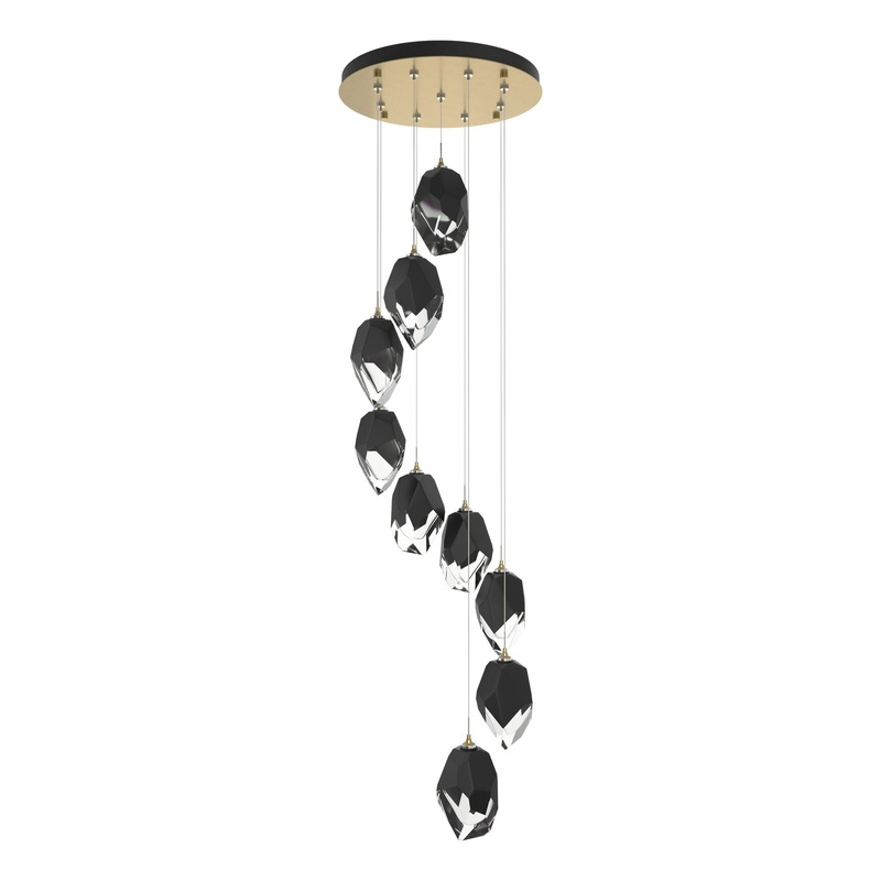 Chrysalis 9-Light Large Crystal Pendant Modern Brass Black Crystal (BP)