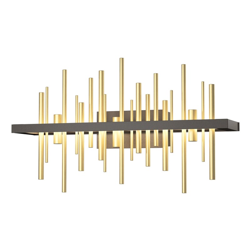 Cityscape LED Sconce Dark Smoke Modern Brass