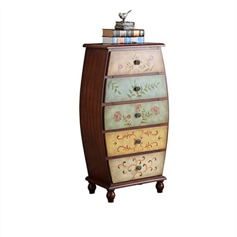 Heqianqian Cassettiera A Credenza Retro Cassette Cassettiera Bagagli Cassettiera cassetti in Legno Camera pieni for Living Room Mobili per Camera da Letto (Color : Blue, Size : 50x36x114cm)