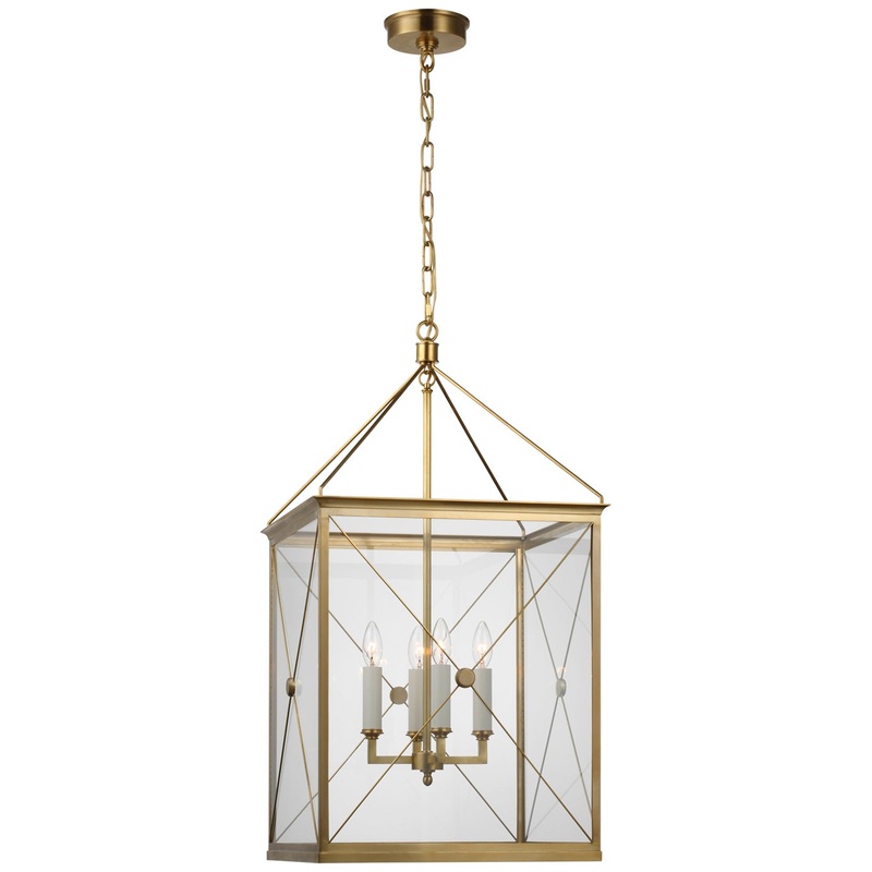 LED Lantern from the Rossi Collection in Antique-Burnished Brass Finish by Visual Comfort Signature