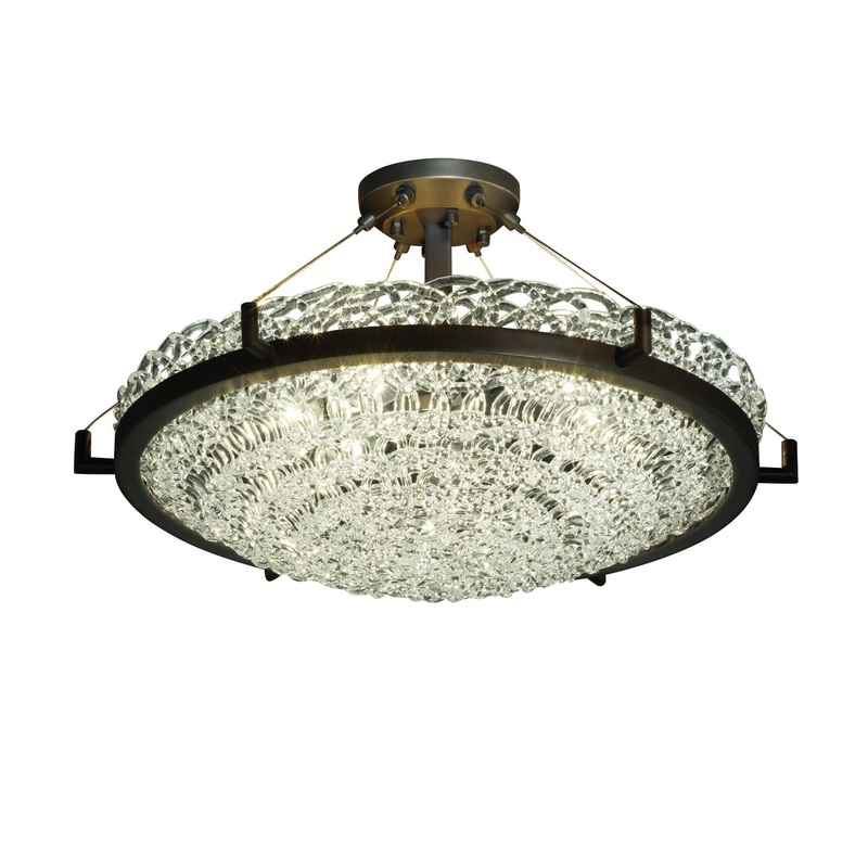 LED Semi-Flush Mount from the Veneto Luce Collection in Dark Bronze Finish by Justice Designs