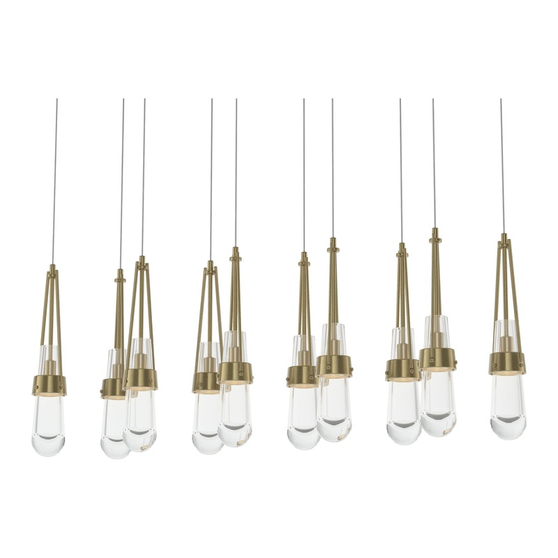 Link 10-Light Clear Glass Pendant Modern Brass