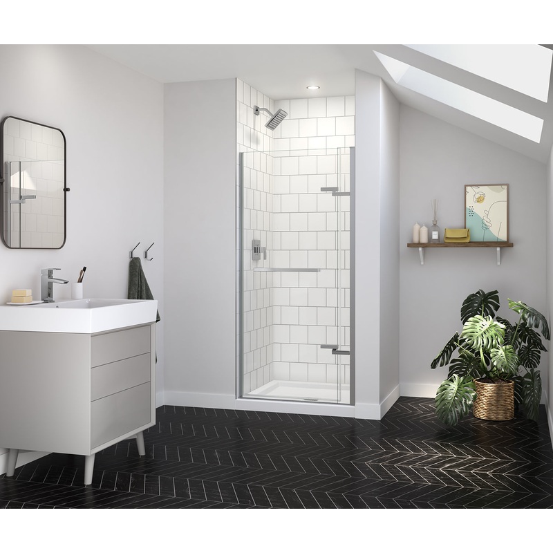 MAAX 139575-900-084-000 Reveal Sleek 71 32 -35  x 71  in. 8mm Pivot Shower Door for Alcove Installation with Clear glass in Chrome