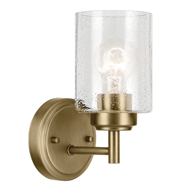 One Light Wall Sconce from the Winslow Collection in Natural Brass Finish by Kichler
