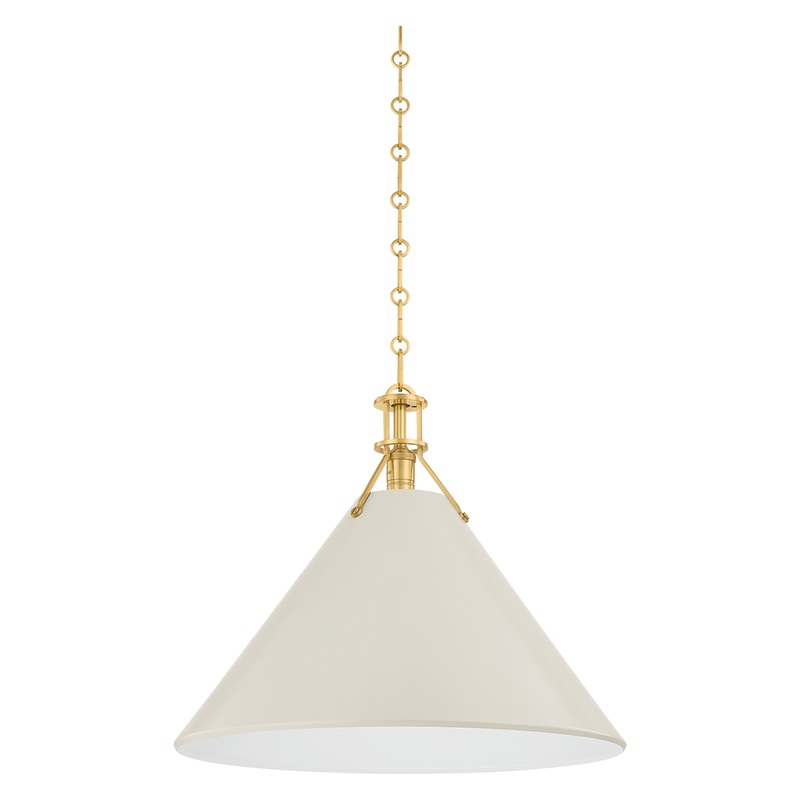 Painted No.2 1-Light Pendant Aged Brass/Off-White