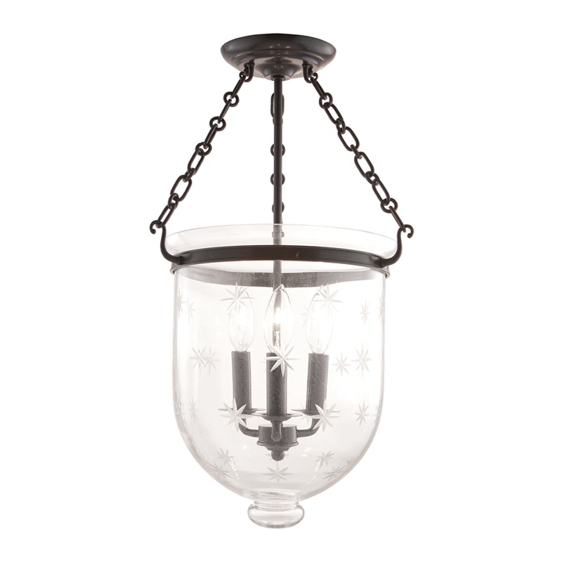 Three Light Semi Flush Mount from the Hampton Collection in Old Bronze Finish by Hudson Valley