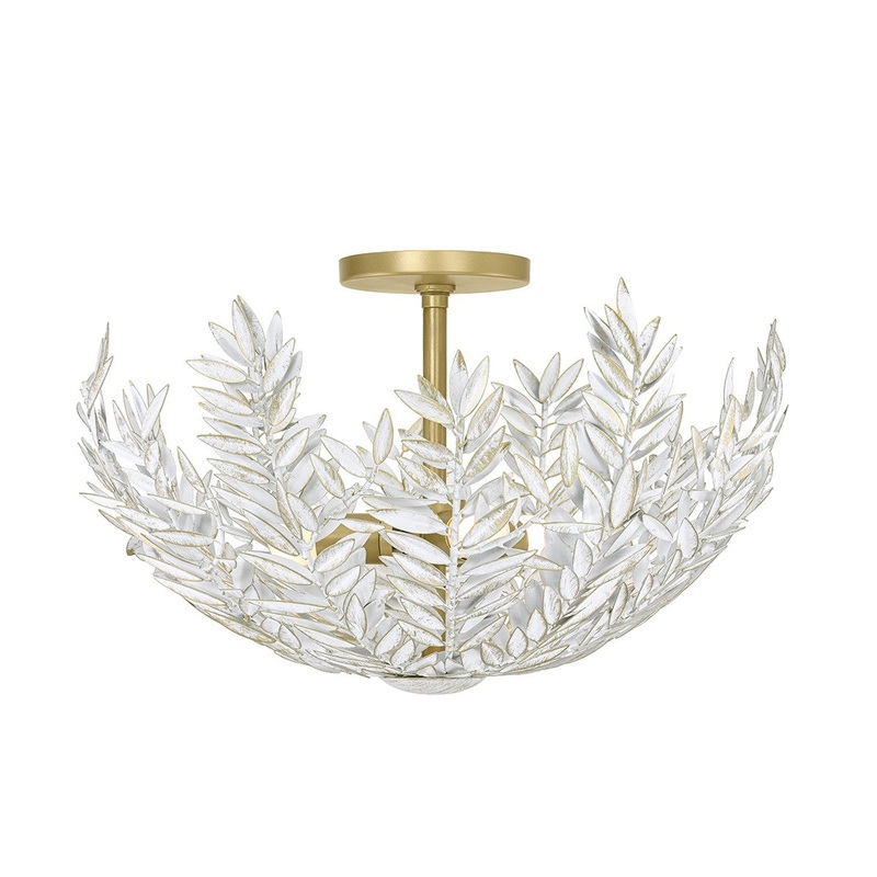 Three Light Semi-Flushmount from the Jalore Collection in Distressed White Finish by Eurofase