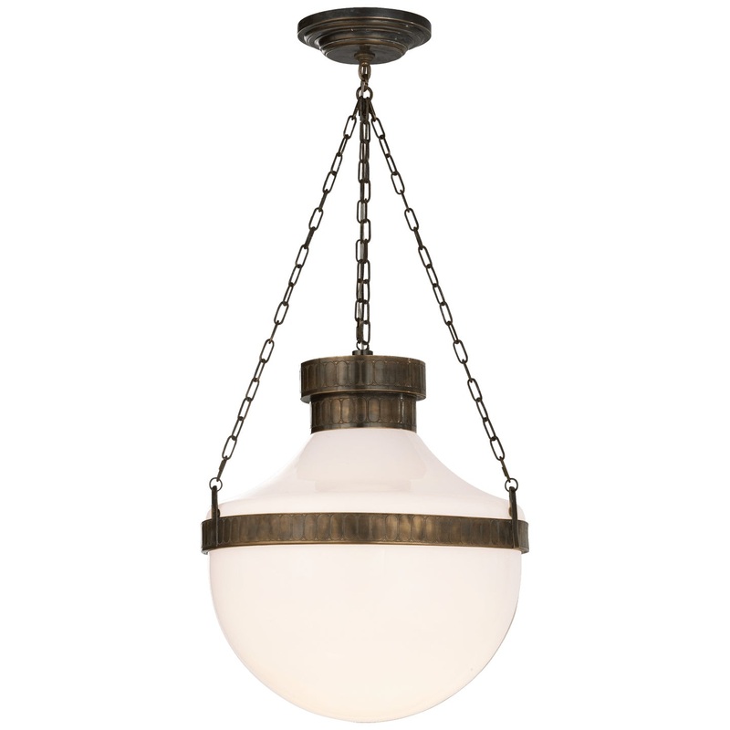 Two Light Lantern from the Modern Schoolhouse Collection in Antique Brass With Verde Finish by Visual Comfort Signature