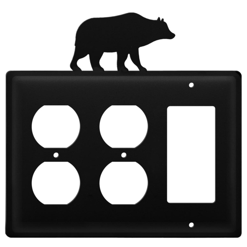 Village Wrought Iron EOOG-14 Triple Bear Double Outlet and Single GFI Cover CUSTOM Product