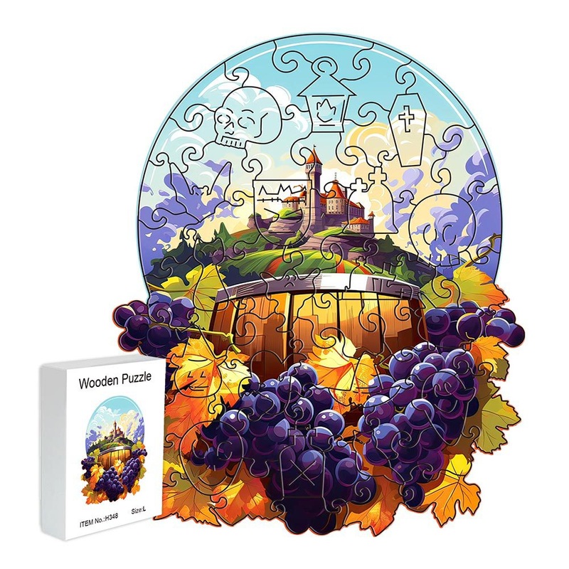 Wine grapes Wooden Puzzle – Vegetable & Fruit Design, Home Decor, Educational Toy (Size S)