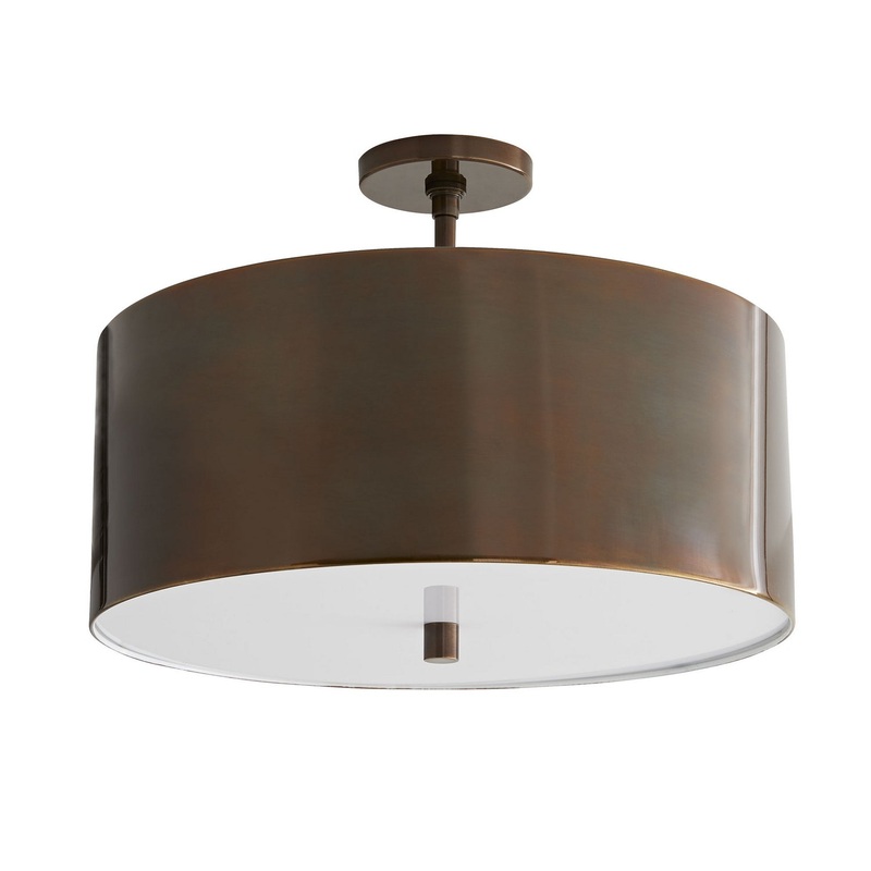 Arteriors 49267 Tarbell Three Light Semi-Flush Mount Heritage Brass