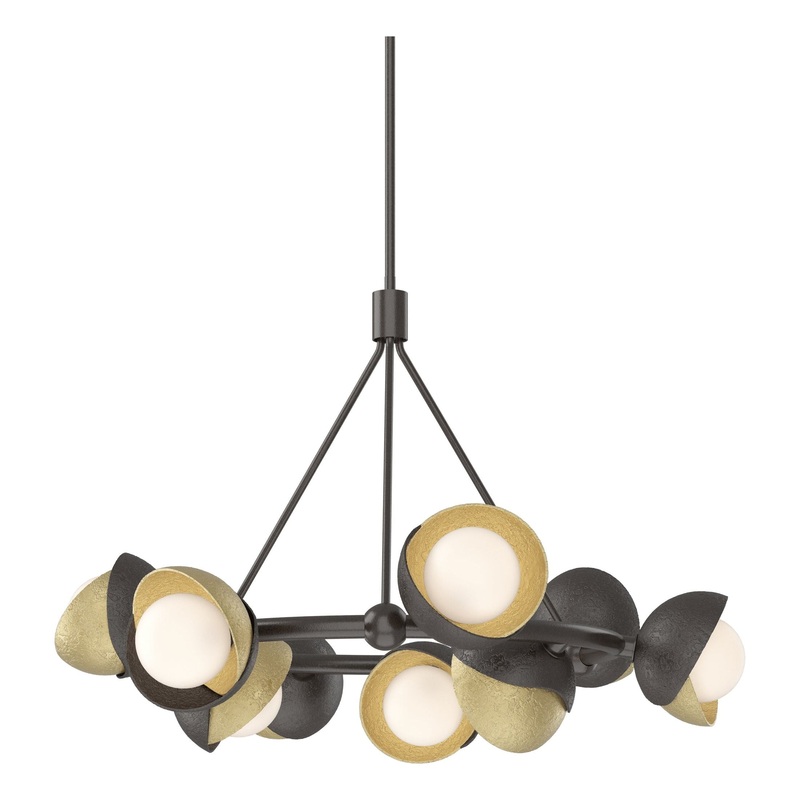 Brooklyn 9-Light Double Shade Ring Pendant Oil Rubbed Bronze Modern Brass