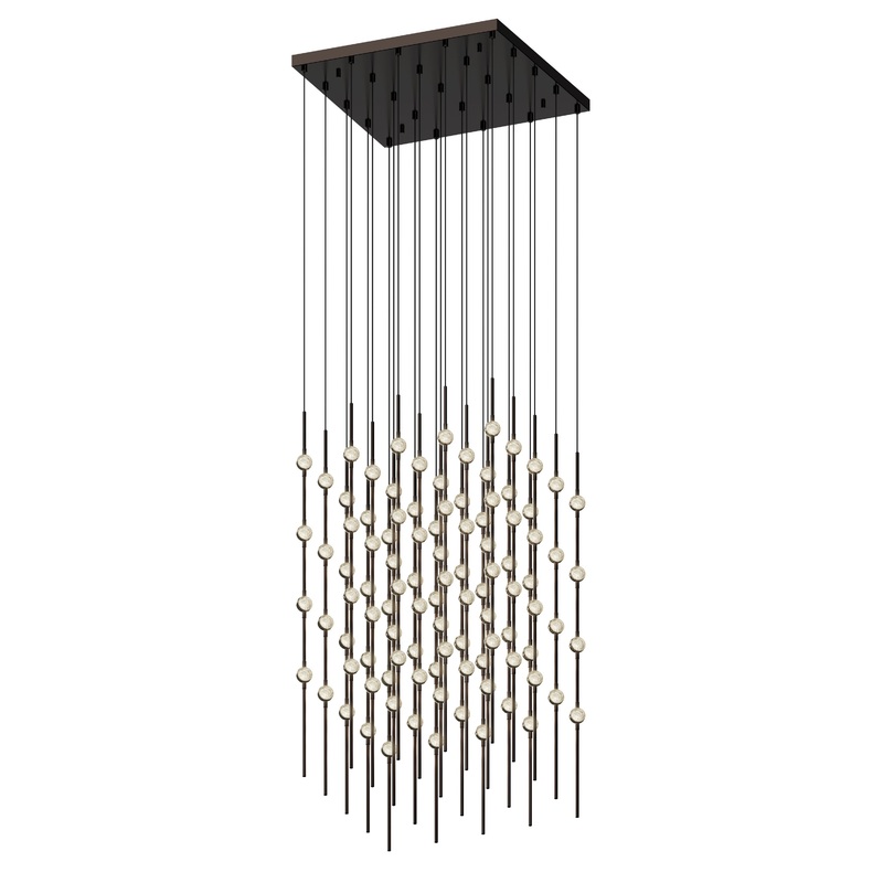 Constellation Cosmic Cube 20″ LED Pendant Espresso Black with Clear Faceted Acrylic 2700K 20′ Adjustable Cord