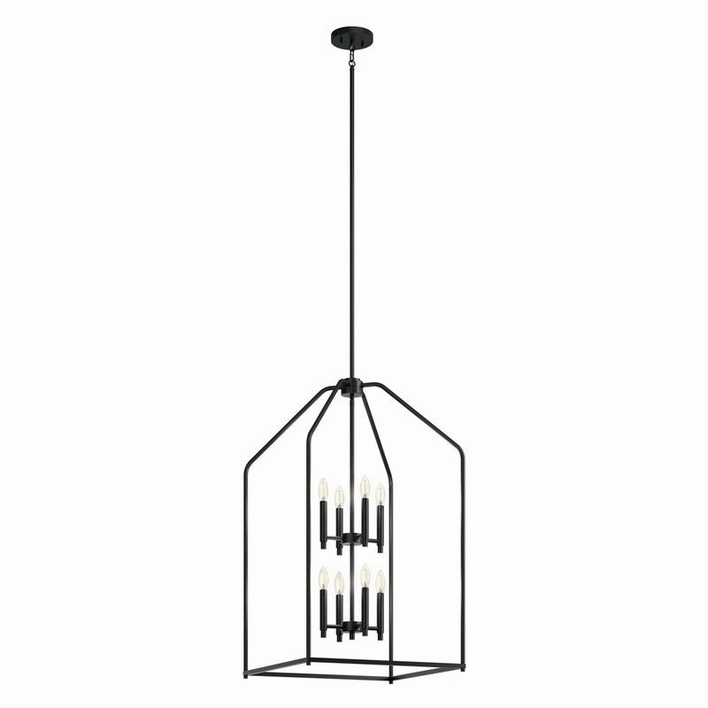 Eight Light Foyer Pendant from the Madden Collection in Black Finish by Kichler