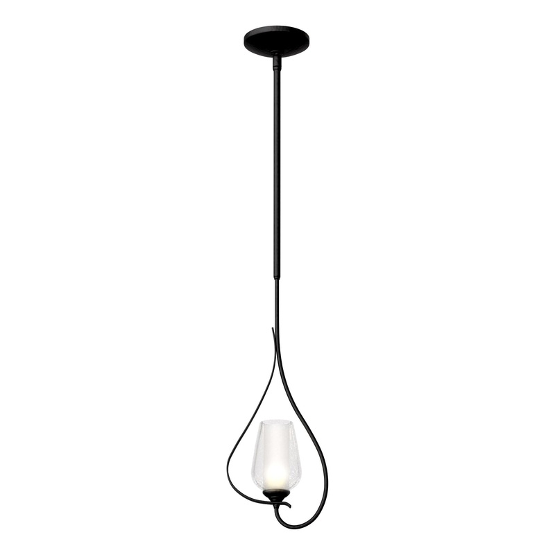 Flora Up Light Mini Pendant Black Seeded Glass with Opal Diffuser (ZS)
