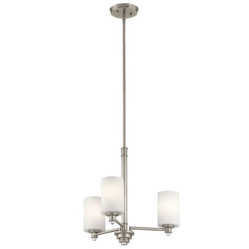 Kichler 43922NI Three Light Mini Chandelier, Brushed Nickel