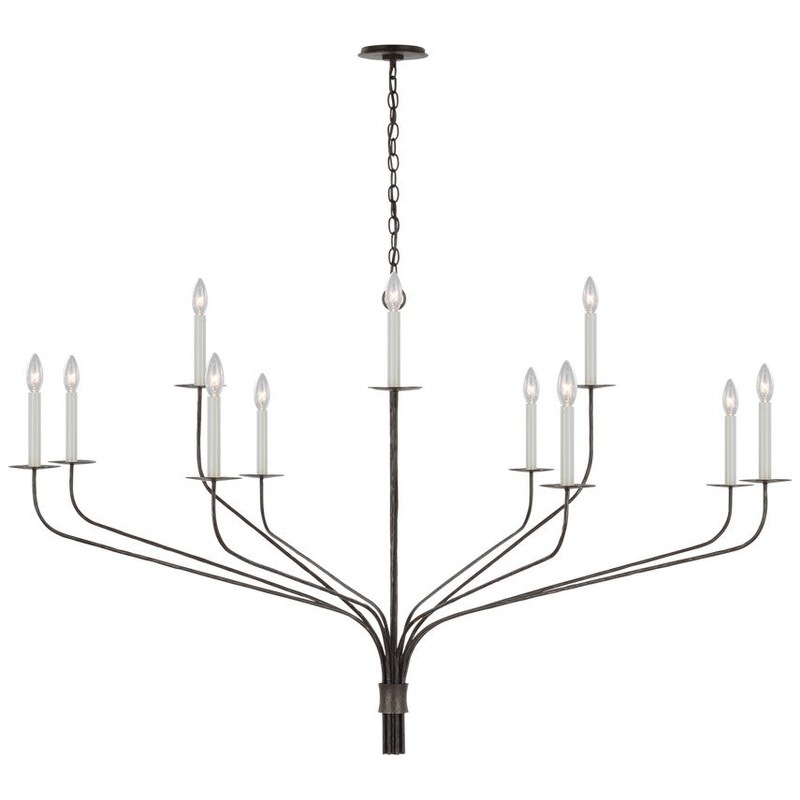 LED Chandelier from the Belfair Collection in Aged Iron Finish by Visual Comfort Signature